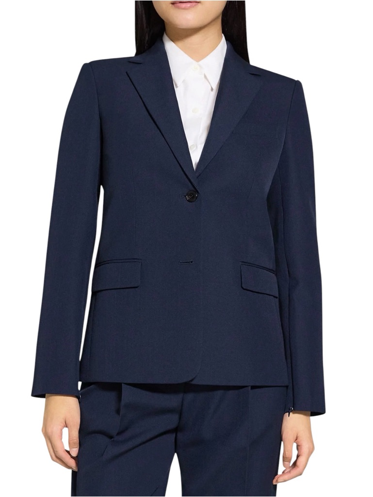 Nwt Theory One Button Classic Nocturne Navy Blazer Size 00